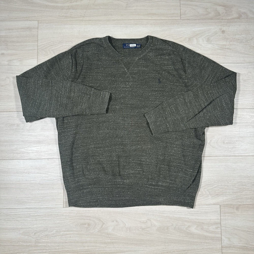 Polo Ralph Lauren Textured Crew Neck Sweater Knit Crewneck Thermal Green Size XL